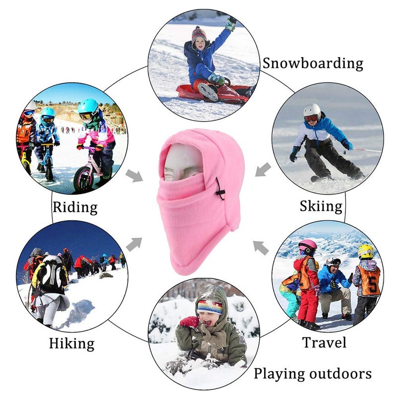 YQXCC Kids Winter Hats Balaclava Ski Mask Windproof Warm Adjustable with Fleece Lining Hat for Boys Girls Pink - Image 5